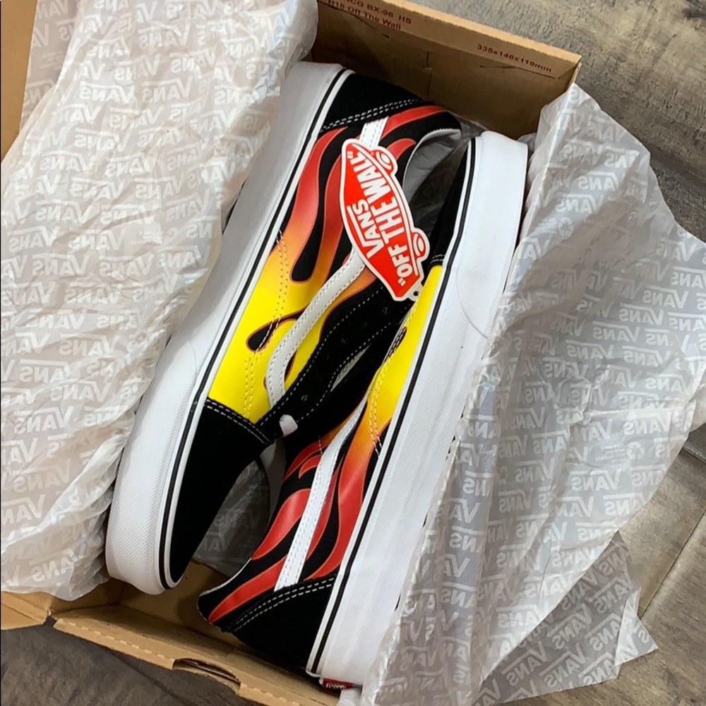 VANS OLD SKOOL FLAME Black/Black true White Men’s - Picture 7 of 16